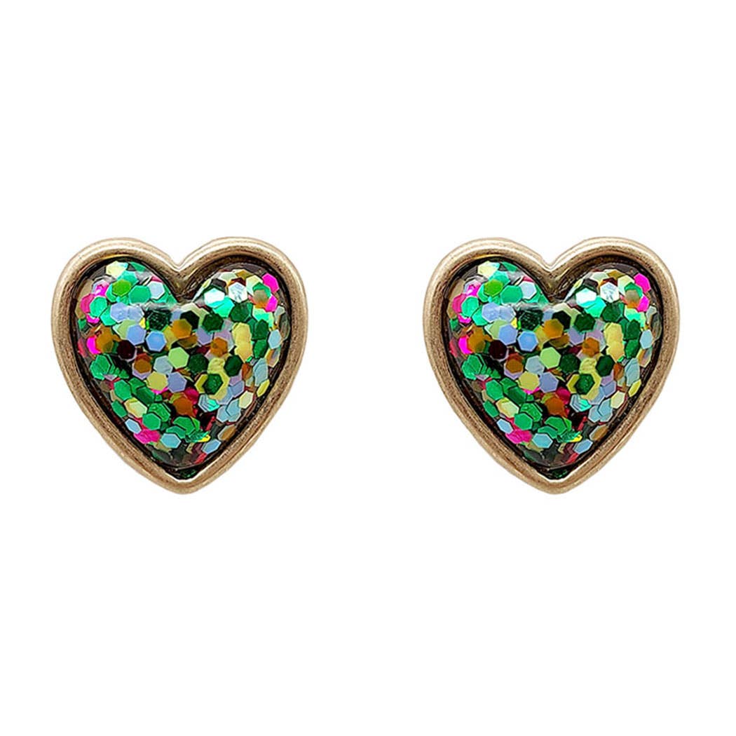 Heart Stone Stud Earrings