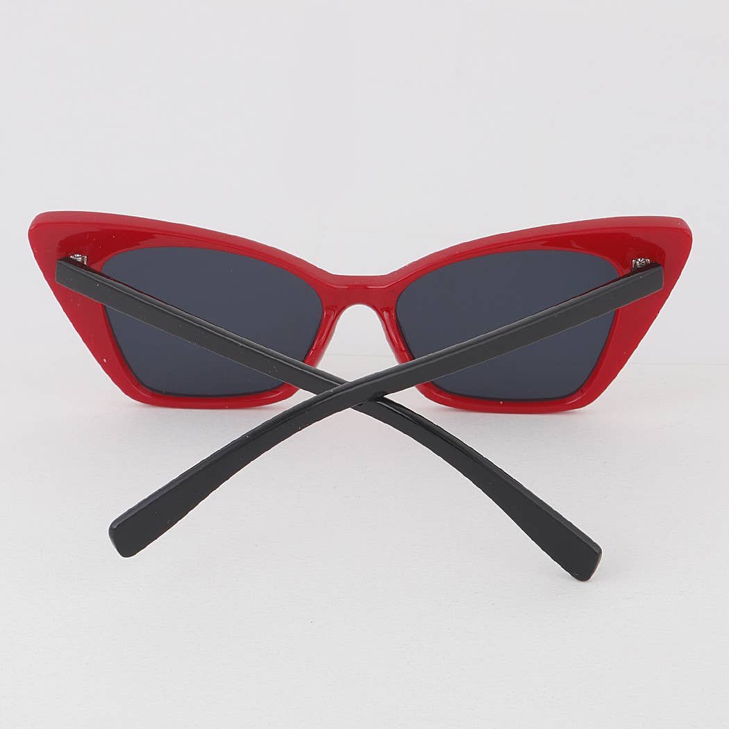 Pop Color Cat Eye Sunglasses Red & Black Back