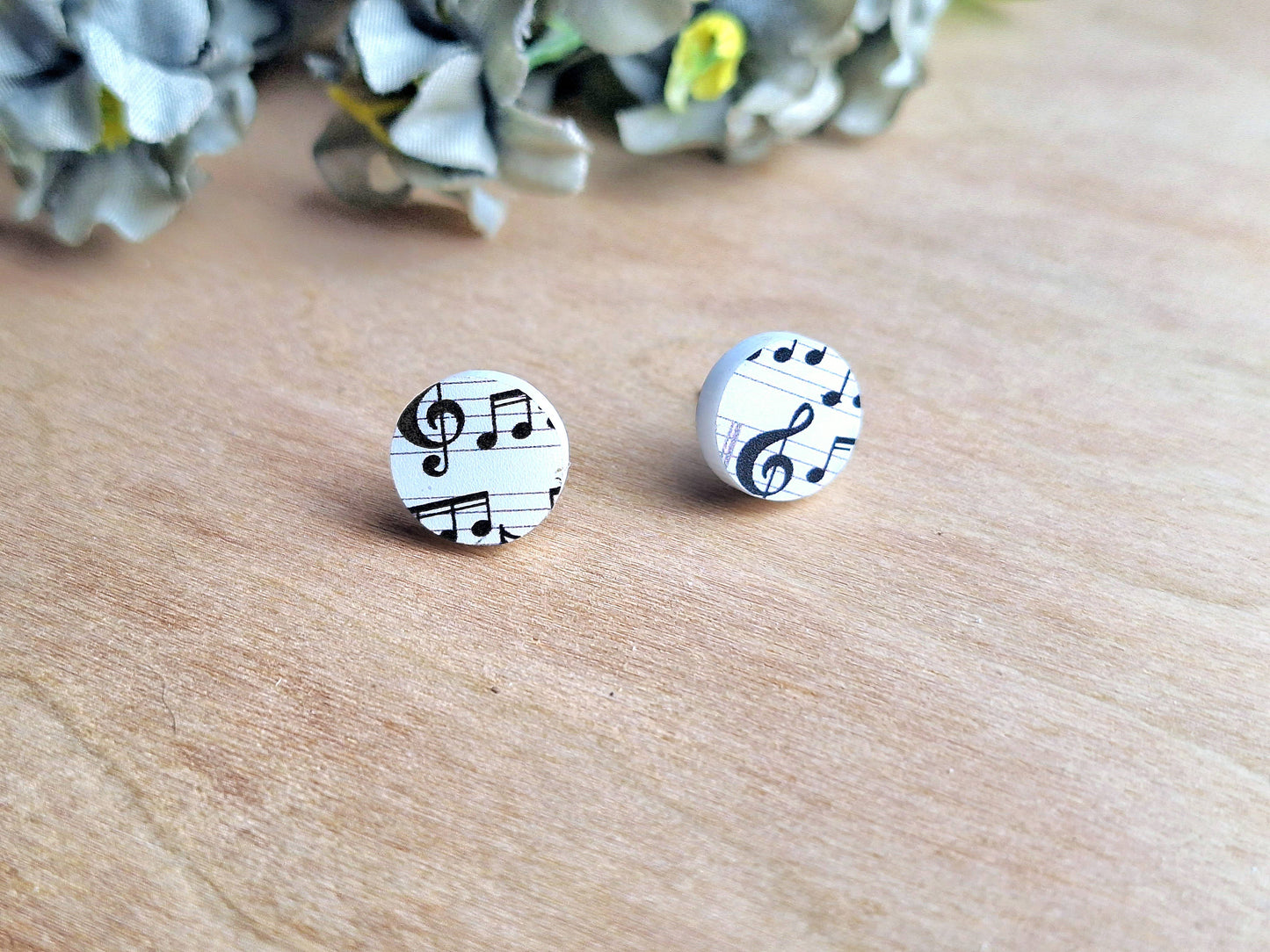 Round Music Stud Earrings