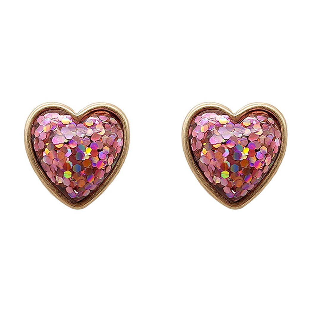 Heart Stone Stud Earrings