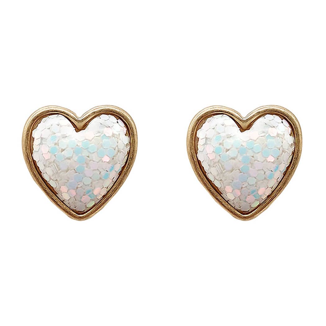 Heart Stone Stud Earrings