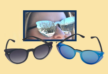 Retro Flat Sunglasses with Model