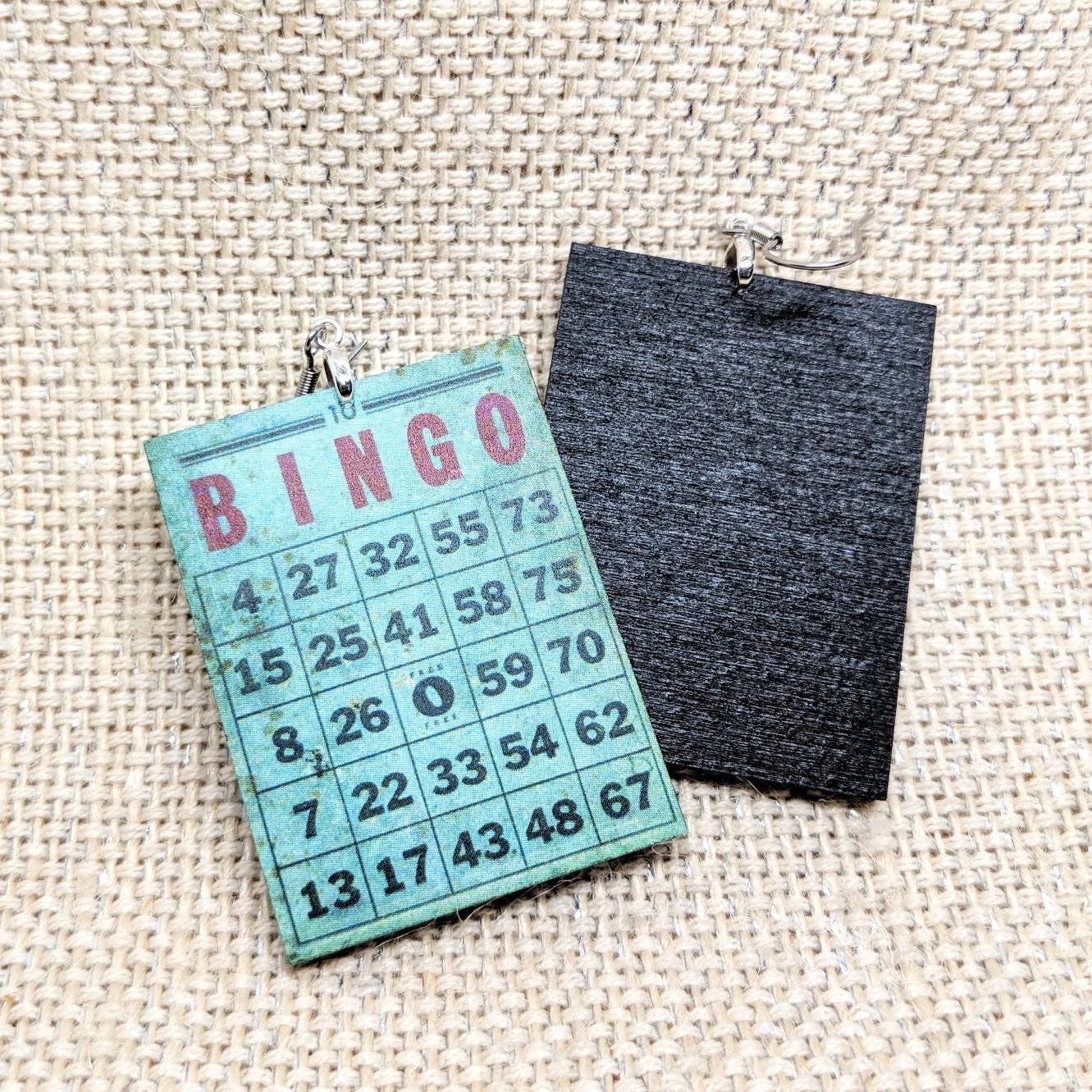 bingo card earrings front and back
