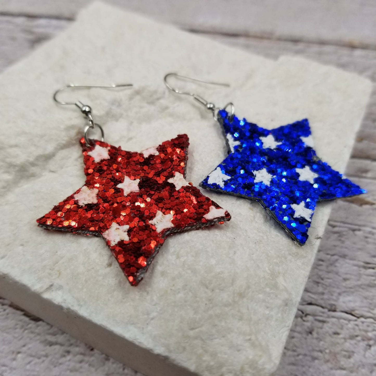 4th of July Shine Star Earrings Angled