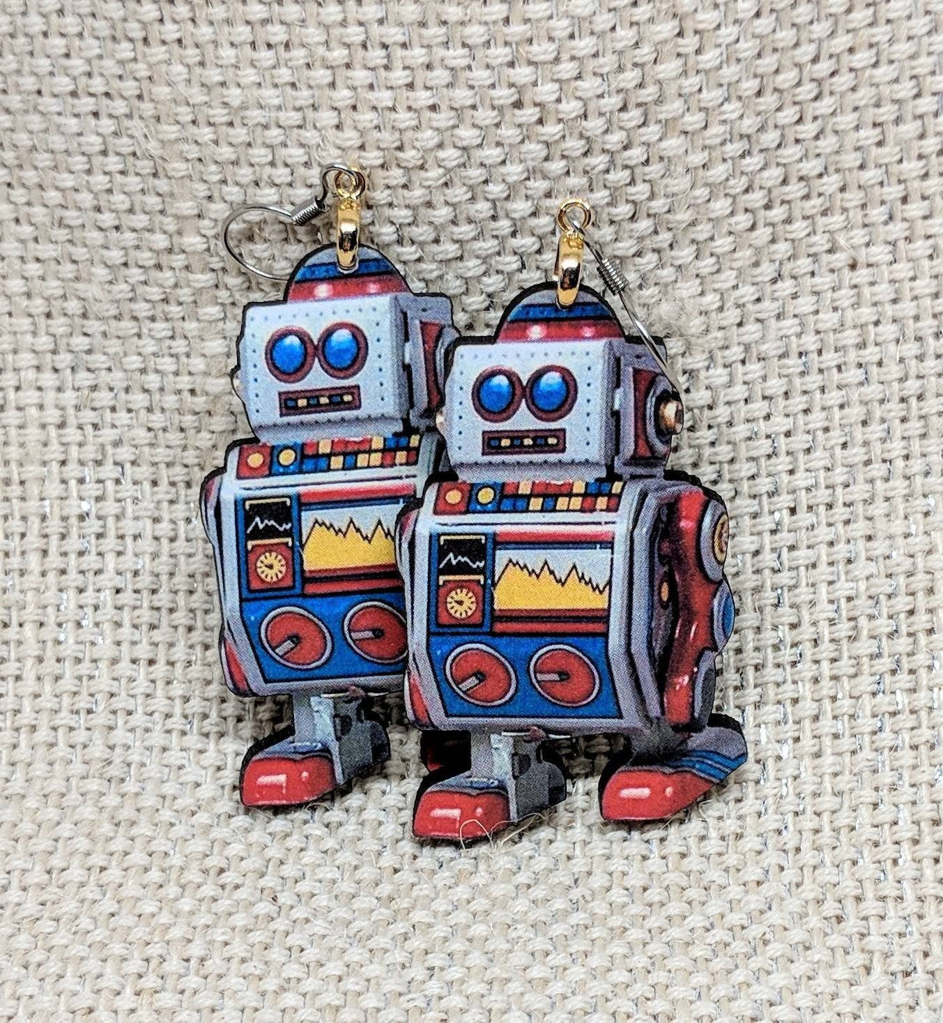 Retro Toy Robot Earrings
