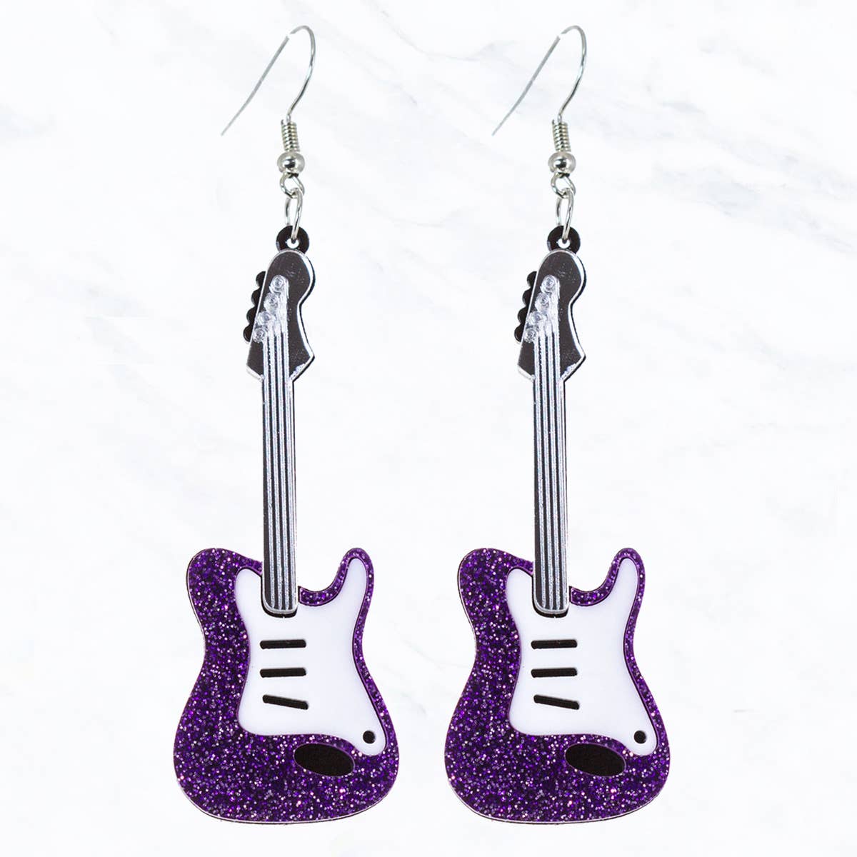 Glitter Electric Guitar Earrings
