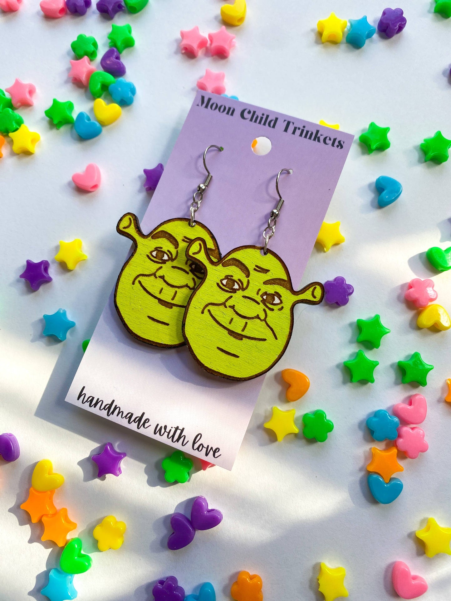 Wooden Shrek Earrings
