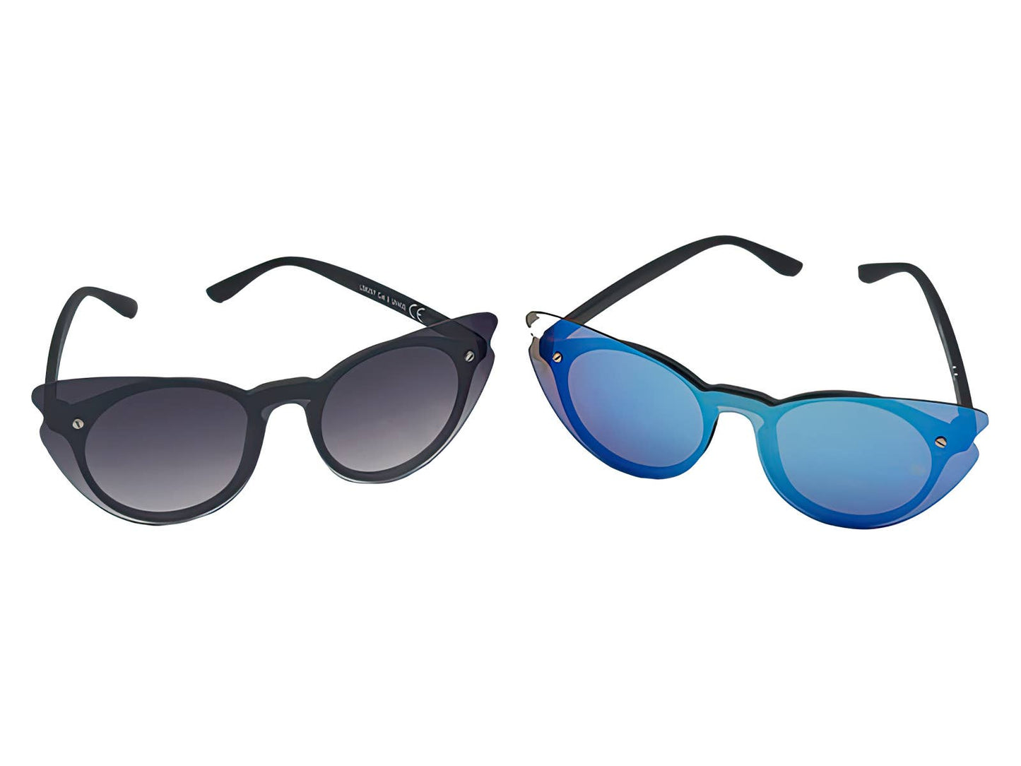 Retro Flat Sunglasses Black and Blue