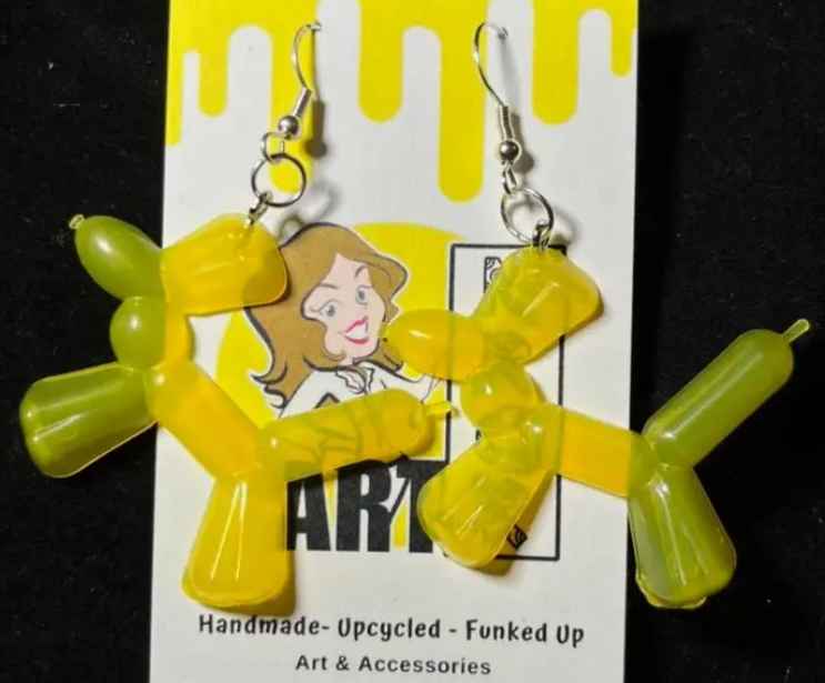 yellow balloon animal earrings large