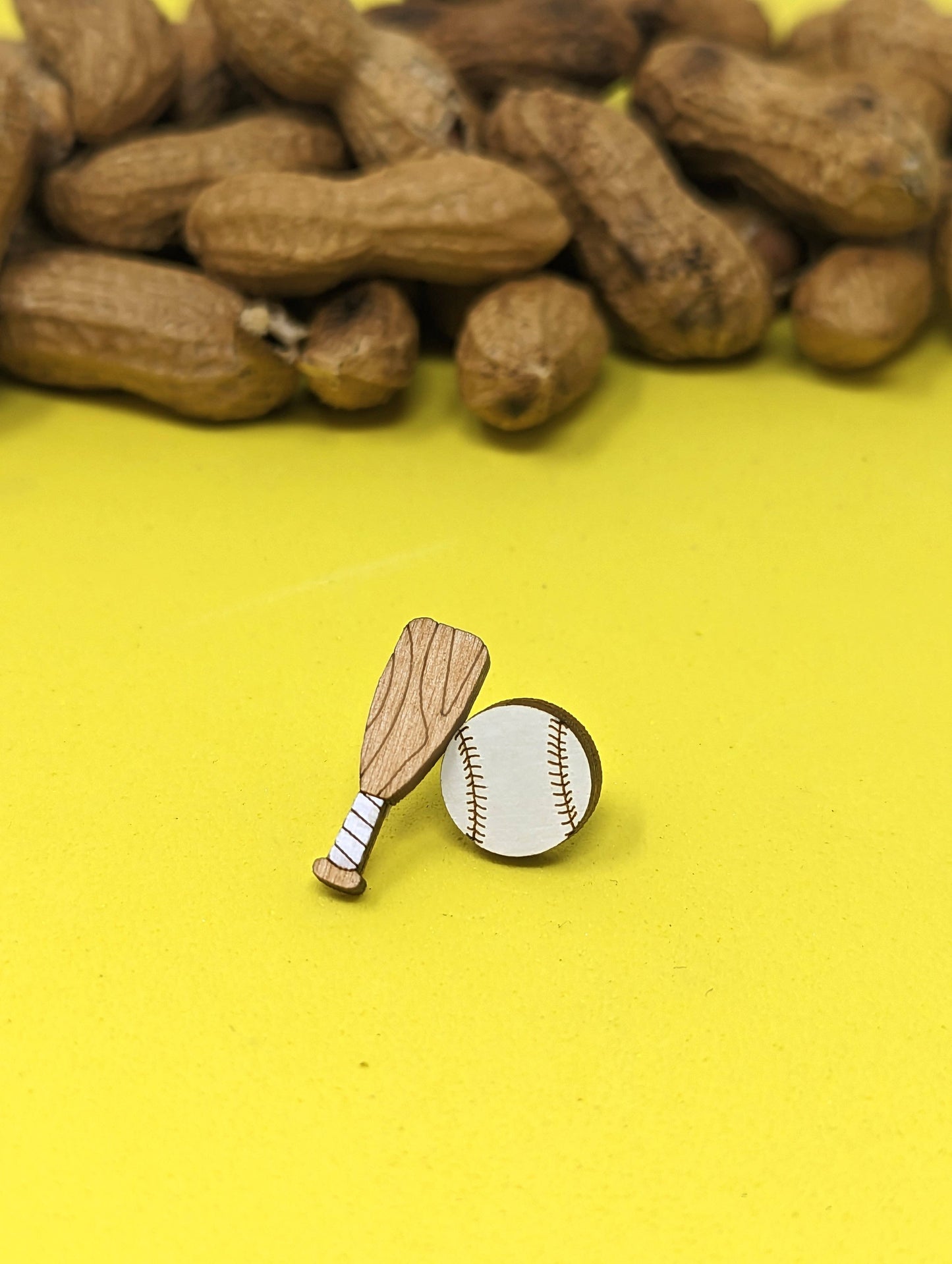 baseball and bat earrings studs