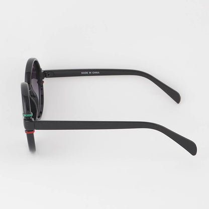 Double Striped Round Sunglasses Black Side