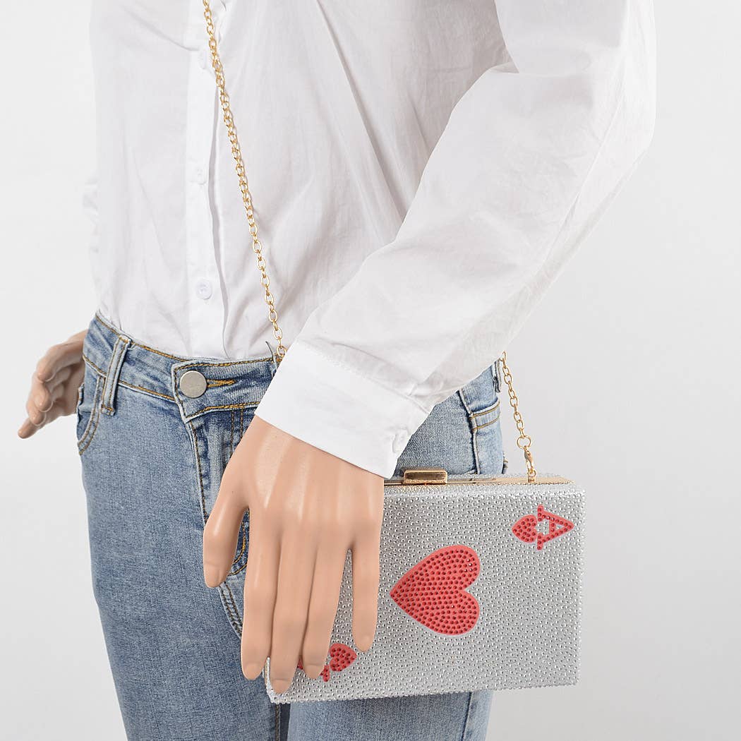 Ace of Hearts Rhinestone Clutch