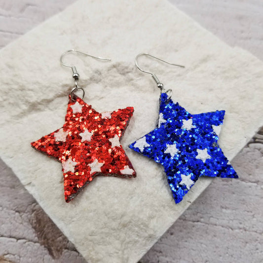 4th of July Shine Star Earrings Up Close