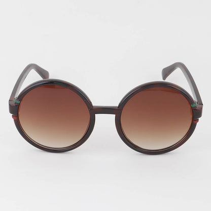 Double Striped Round Sunglasses Tortoise Shell Front