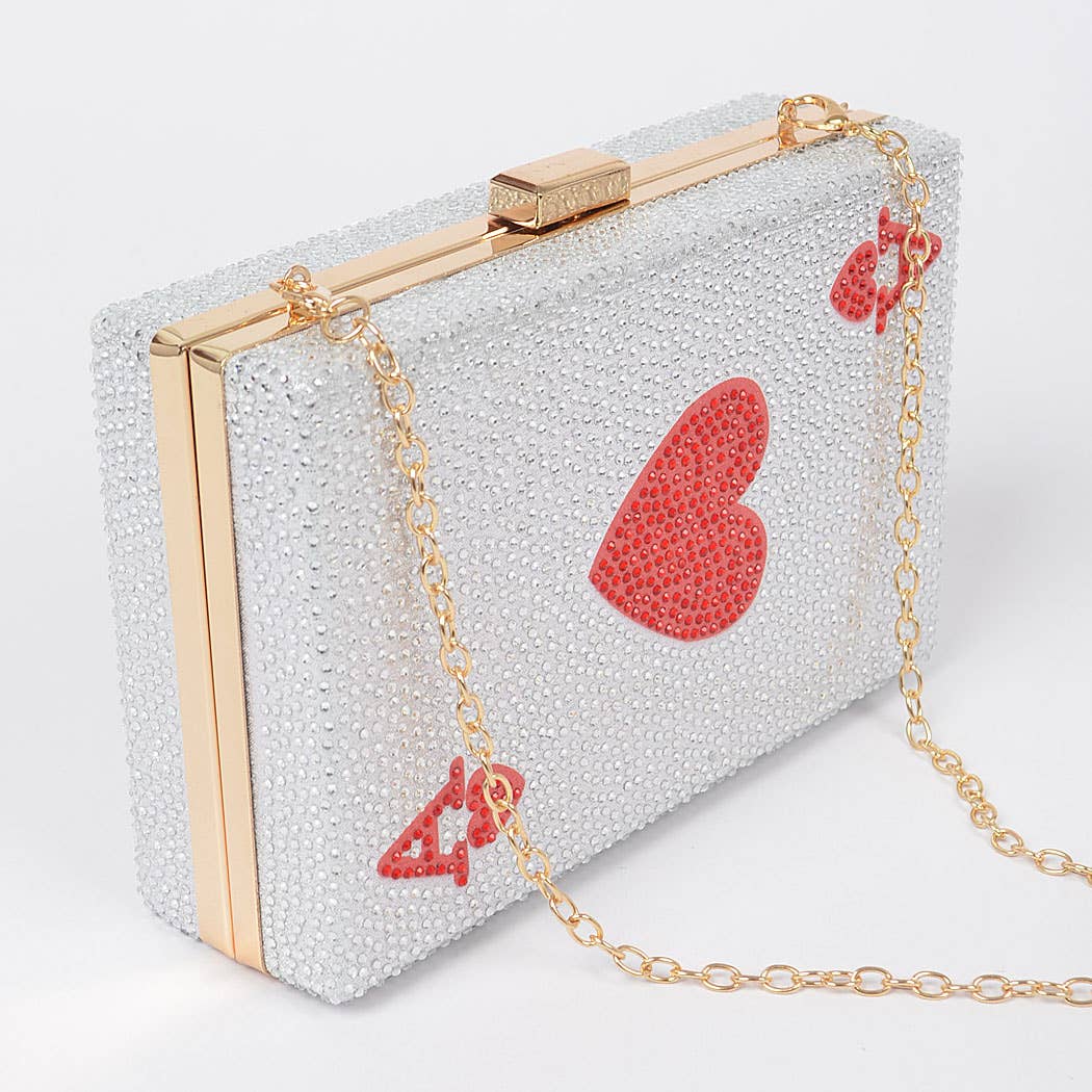 Ace of Hearts Rhinestone Clutch