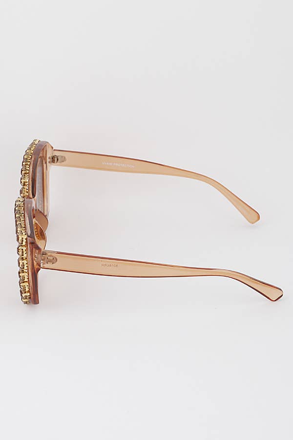 jeweled square gem children's sunglasses brown side