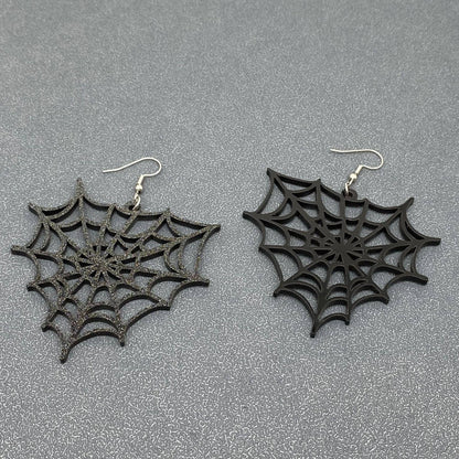 Black Glitter Spiderweb Earrings