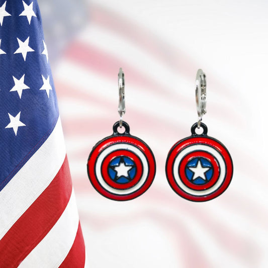 Mini Captain America Shield Earrings