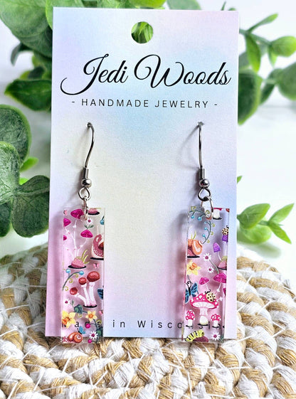 Mushroom and Snail Bar Earrings