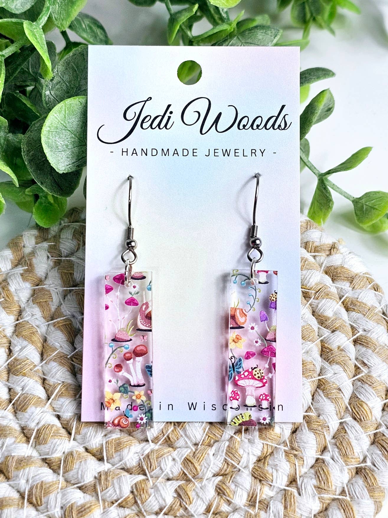 Mushroom and Snail Bar Earrings 2