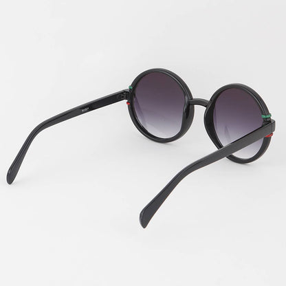 Double Striped Round Sunglasses Black Back