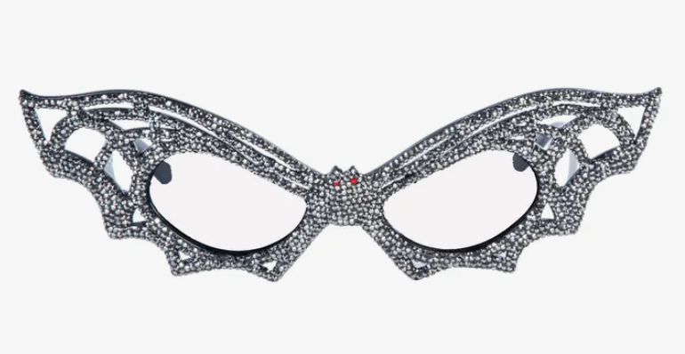 silver rhinestone bat glasses costume