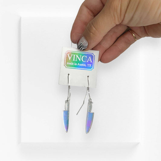 Iridescent Chef Knife Earrings