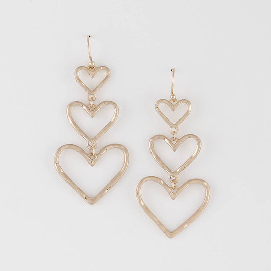 Golden Chain Heart Earrings