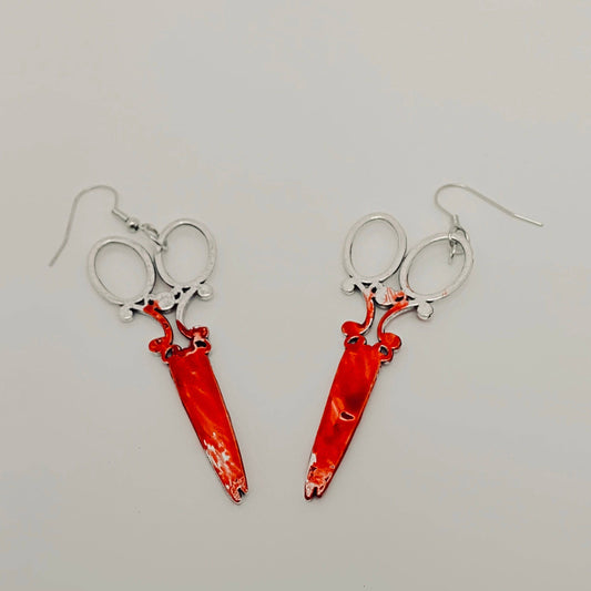 bloody metal scissors earrings halloween