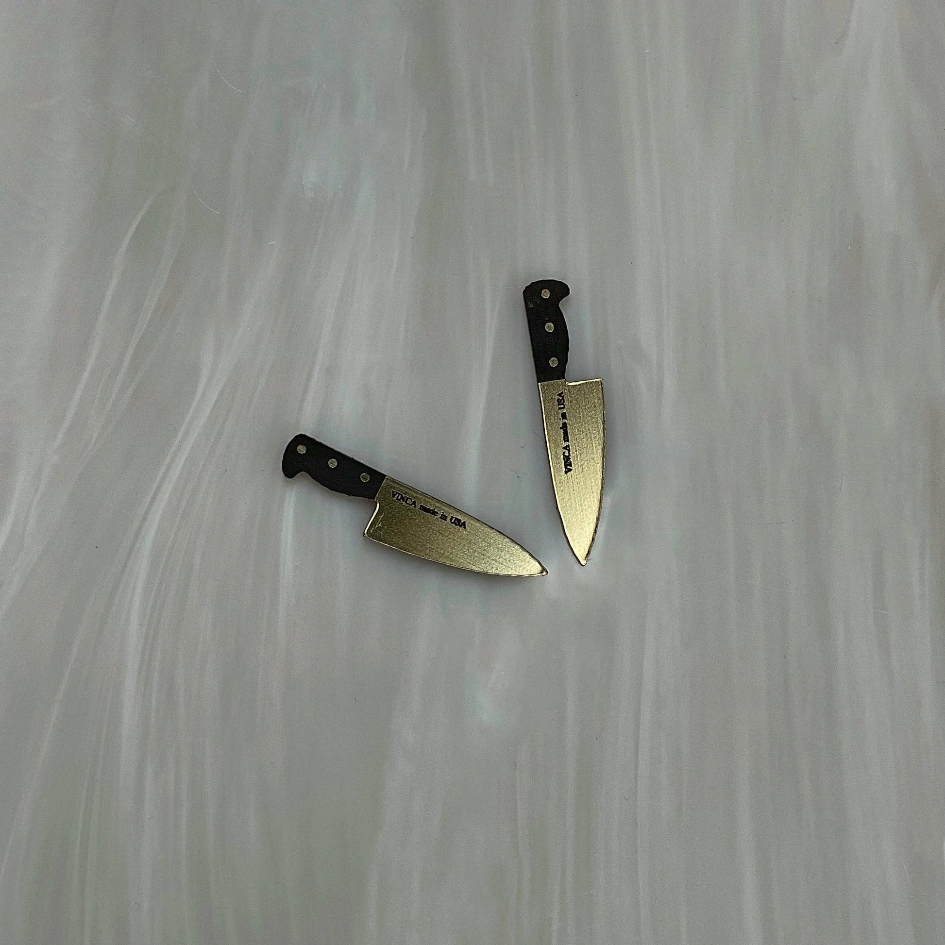 Gold Chef Knife Earrings 1"