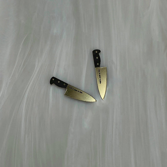 Gold Chef Knife Earrings 1"
